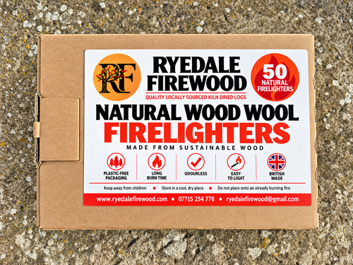 Natural Wood Wool Firelighters - Box of 50